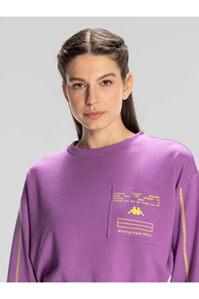 Kappa Authentic Kage Sweatshirt Kadın Mor Regular Fit Sweatshirt