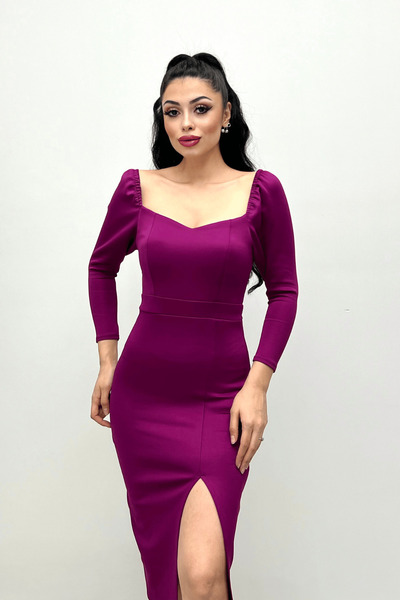 giyimmasalı Rochie de damă mov cu fante