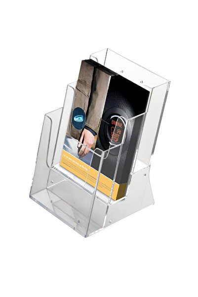 ÖzgürceSeç 3 Katlı Masaüstü Cep Akrilik Evrak Rafı Broşürlük A4 (21X30)