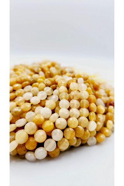 Yüksel Boncuk 6 mm Calcite Stone Lentil Facet Cut Natural Stone String
