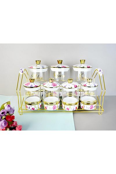 Paçi Evimsahane Leo Patterned Porcelain Glass Spice Set