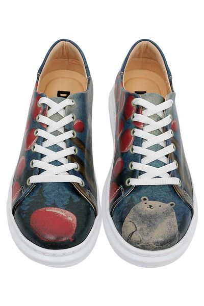 Dogo Pantofi de damă din piele vegană, albastru bleumarin, casual - urs cu un design de balon