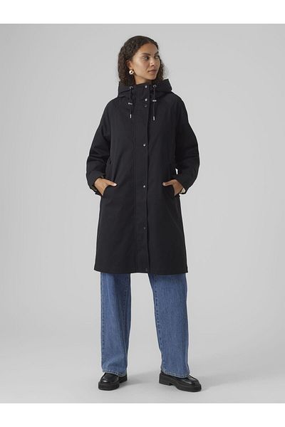 Vero Moda Langer Parka Kapuze mit Kordelzug Ärmelbündchen mit Druckknopf Parka