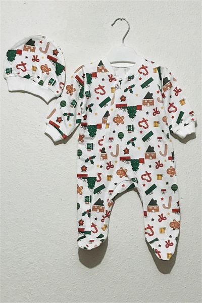 Ladybirds Unisex Baby New Year Concept Patterned Long Sleeve 2-Piece Jumpsuit with Booties