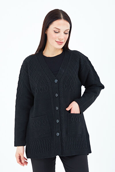 Stilmony سترة نسائية قصيرة من الصوف الأسود بأزرار