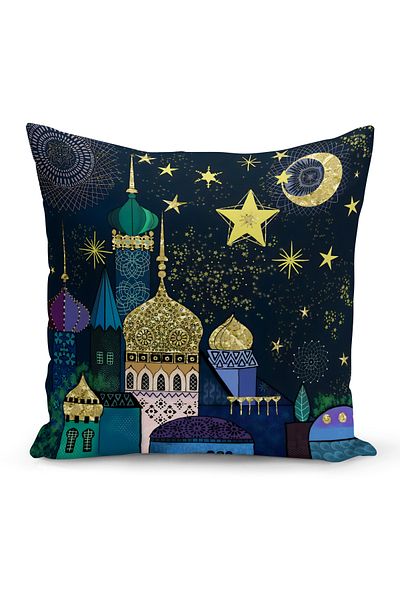 Bertille Home Husă de pernă cu imprimare digitală pe două fețe din seria Ramadan (Husă de pernă Ramadan)
