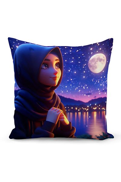 Bertille Home Husă de pernă cu imprimare digitală pe două fețe din seria Ramadan (Husă de pernă Ramadan)