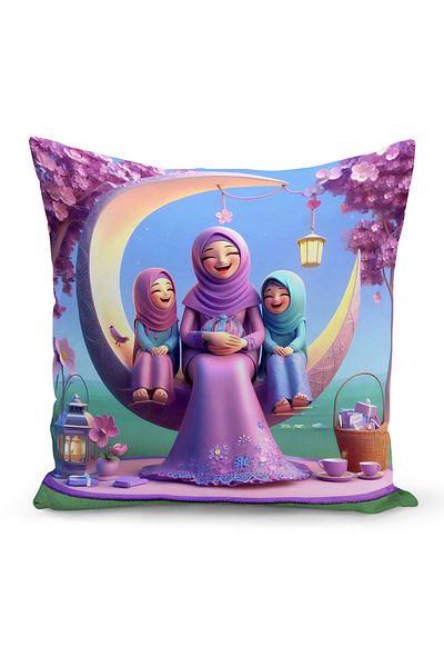Bertille Home Husă de pernă cu imprimare digitală pe două fețe din seria Ramadan (Husă de pernă Ramadan)
