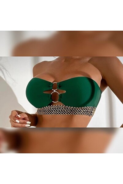 sayina Çift Halkalı Nakış Latikli Bkini Üstü