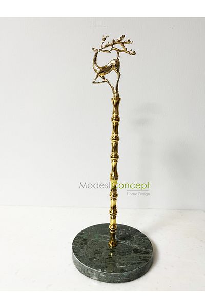Modestmar Gold Flying Deer - Green Marble Towel Holder, Verde Guatemala
