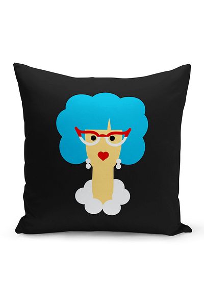 Bertille Home Husă de pernă cu imprimare digitală cu două fețe din seria Retro (husă de pernă retro)