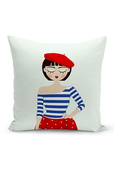 Bertille Home Husă de pernă cu imprimare digitală cu două fețe din seria Retro (husă de pernă retro)