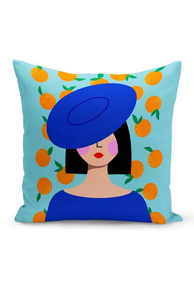 Bertille Home Husă de pernă cu imprimare digitală cu două fețe din seria Retro (husă de pernă retro)