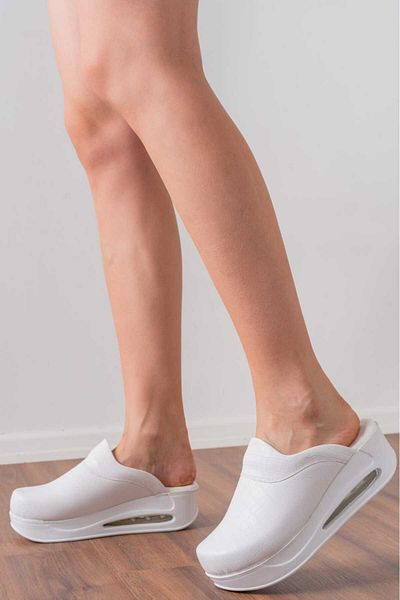 blumsaboterlik Λευκές Γυναικείες Παντόφλες Airmax Sabo Orthopedic Hospital-νοσοκόμα-γιατρός-μαγειρικής-κέντρο ομορφιάς ιατρικές παντόφλες