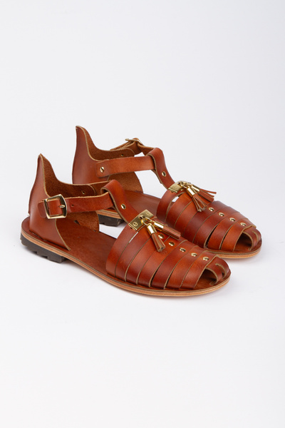 PASSAGE SHOES Women's Genuine Leather Tasseled Bodrum Sandals 6257