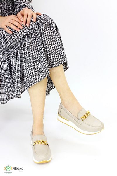 Mammamia Women's Genuine Leather Orthopedic Daily Chain Detailed Loafer Shoes M25/YA-MİA