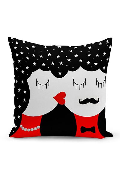 Bertille Home Husă de pernă cu imprimare digitală cu două fețe din seria Retro (husă de pernă retro)