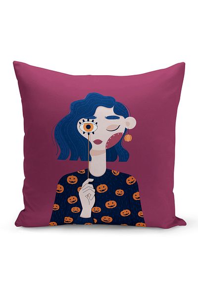 Bertille Home Husă de pernă cu imprimare digitală cu două fețe din seria Retro (husă de pernă retro)