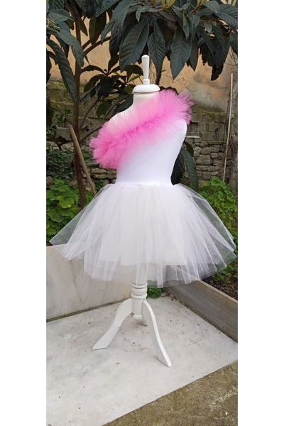 Niliya çocuk giyim Tek kollu beyaz tütü elbise