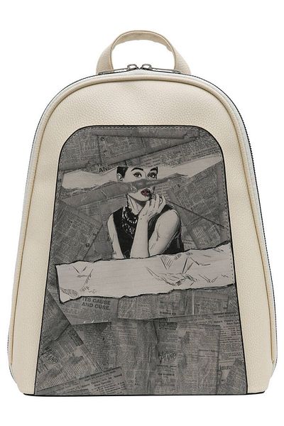Dogo Women's Vegan Leather White Backpack - Go Back To Be Yourself Design
