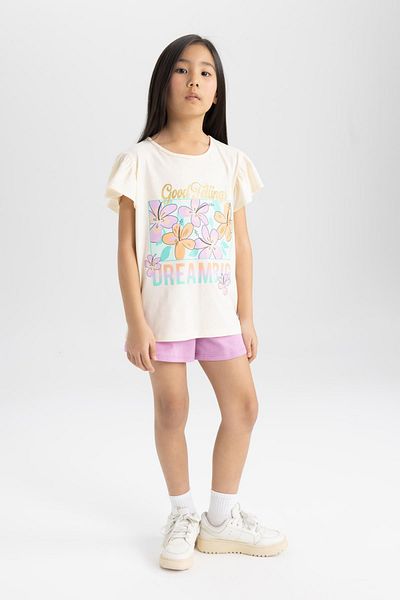 DeFacto Printed Pajamas Set for Girl - Short Sleeve Top Shorts C2961A824Sm