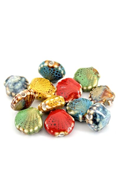 Selvi Konsept Otantik Seramik Boncuk İstiridye Karışık Renkli 12x11,5 mm 6 Adet