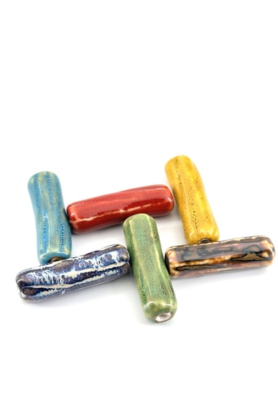 Selvi Konsept Otantik Seramik Boncuk Çubuk Karışık Renkli  12x40 mm 6 Adet
