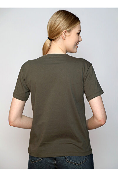 Lee Cooper O Neck Printed Khaki Women's T-Shirt 242 LCF 242007 WILD HAKI