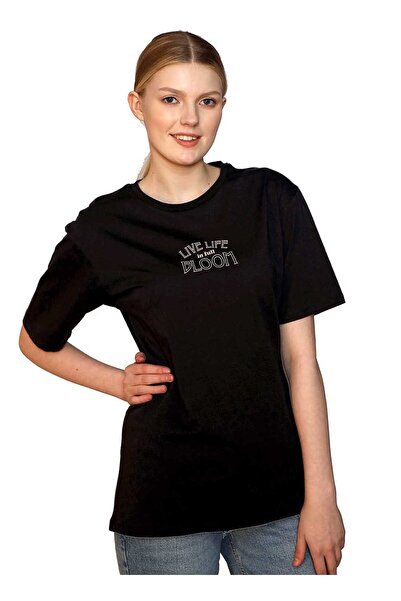Lee Cooper O-Neck Printed Black Women's T-Shirt 242 Lcf 242011 Lades Black