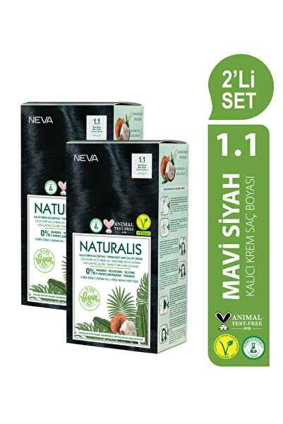 NEVA NATURALIS 2'Lİ SET 1.1 MAVİ SİYAH Kalıcı Krem Saç Boyası Seti (VEGAN)