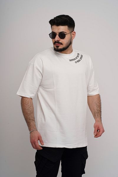 Est Estola Men's Over Size 100% Cotton Thick Textured Fabric Crew Neck