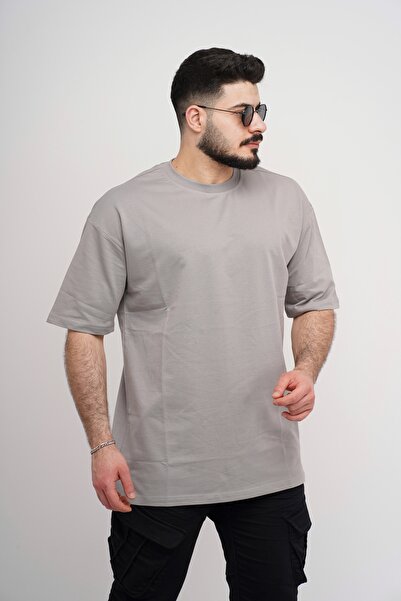 Est Estola Ανδρικό υπερμεγέθη Basic απλό μπλουζάκι 100% βαμβακερό ύφασμα με λαιμόκοψη