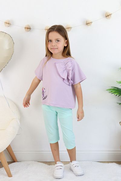 Harika KIDS Girl's Parrot Pattern Capri Drop Top and Bottom Set