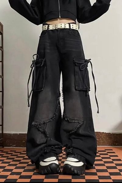 Köstebek Stars Patchwork Streetwear Jeans with Cargo Pockets
