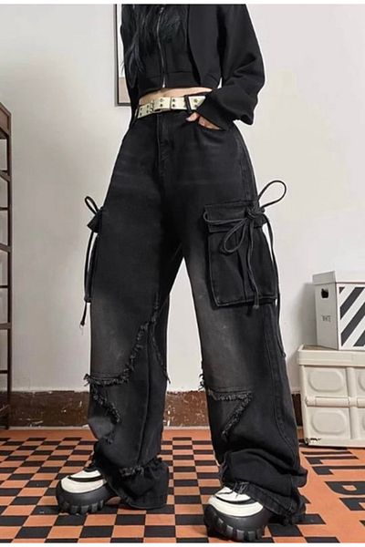 Köstebek Stars Patchwork Streetwear Jeans with Cargo Pockets