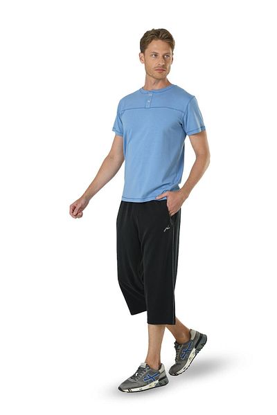 Jiber Set pijama modal cu nasturi cu plăcuță albastră pentru bărbați 15127
