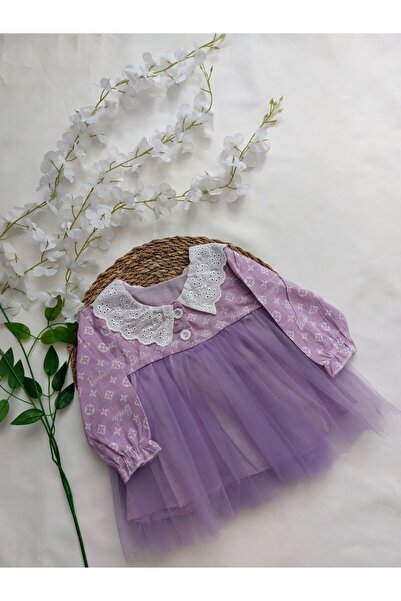 Tufitto Baby Dantel Yaka Barbie Baskılı Tüllü Elbise