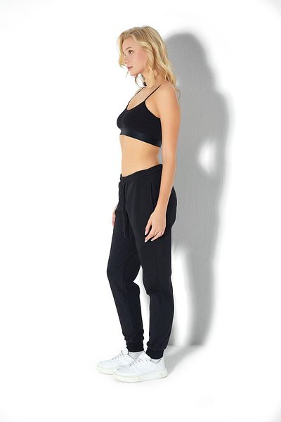 Jiber Pantaloni de sport negri cu două fire pentru femei 2726