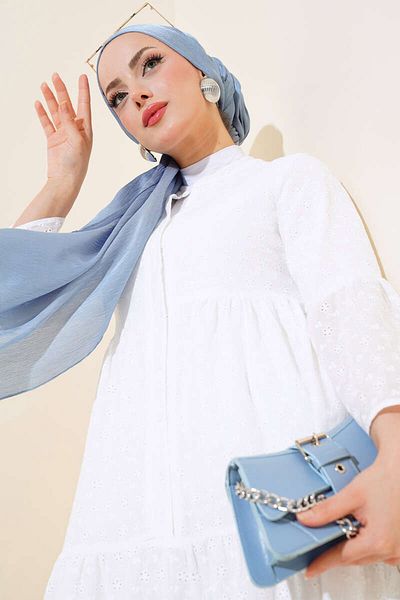 Bigdart فستان كتان منقوش صدفي إكرو للنساء 2469