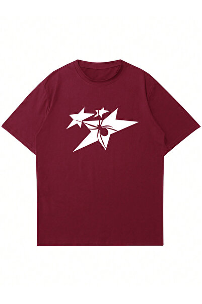 Ginevra Μπλουζάκι Unisex Oversize - Star and Spider Printed, Crew Neck