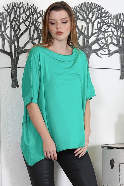Chiccy Tricou casual oversize tricotat cu mânecă scurtă, verde electric