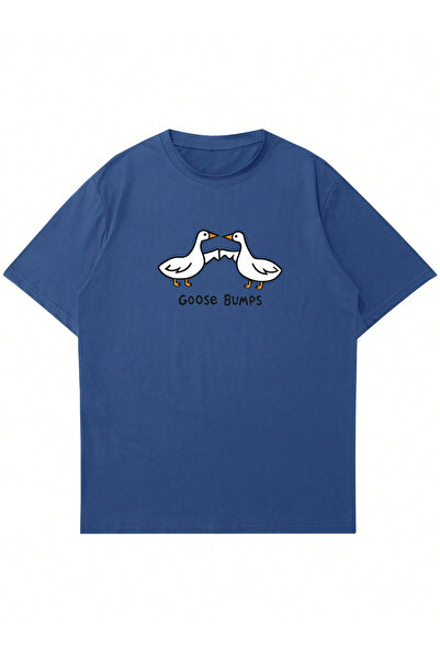 Ginevra Унисекс тениска с овърсайз принт и кръгло деколте с щампа „гъша настр...