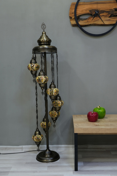 Asylove 7 Küreli Lambader, Mozaik Türk Lambası, Geleneksel Osmanlı Ev Dekorasyonu, 150 x 46 cm