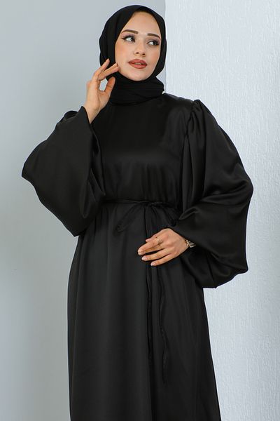 benguen Μακρύ Σατέν Φόρεμα 2069 Μαύρο