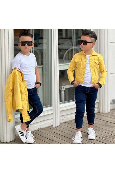 Ysferbutik Boy's jeans Boy's Gabardine jacket Single Jersey badi
