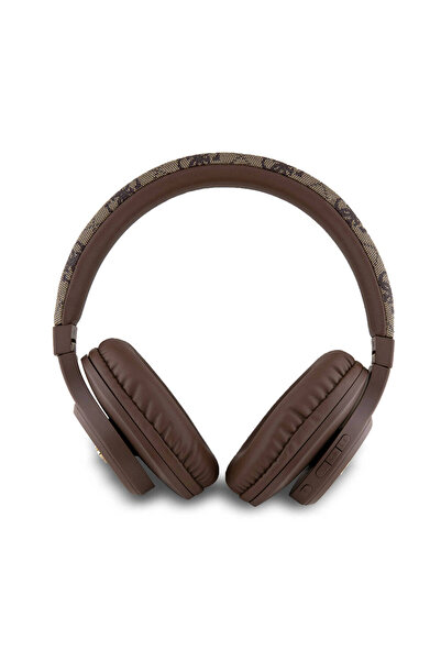 Guess Kulak Üstü Bluetooth Kulaklık Guess Lisanslı PU 4G Desen Metal Logolu Tone On Tone V5.3 Kahverengi