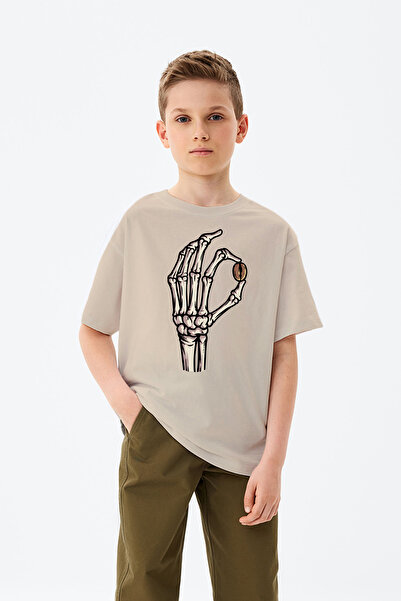 MYADA Tricou pentru băieți cu schelet imprimat manual