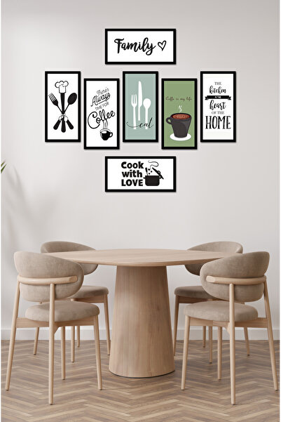 kutuTR Modern Style Mutfak Model Dekorize Mdf 7 Parça Çerçeve Görünümlü Tablo Set 10205