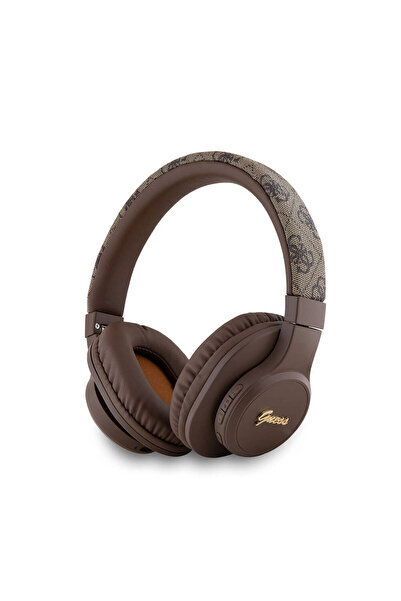 Guess Kulak Üstü Bluetooth Kulaklık Guess Lisanslı PU 4G Desen Metal Logolu Tone On Tone V5.3 Kahverengi