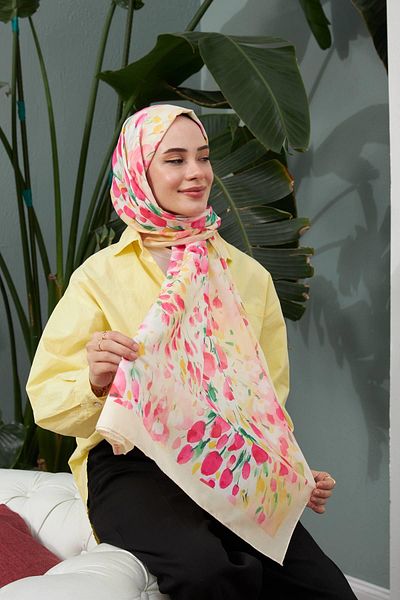 İpekhan Ipekhan Botanical Series Yellow Cotton Viscose Shawl 3023-09